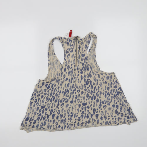H&M Womens Blue Animal Print  Cropped Tank Size 12