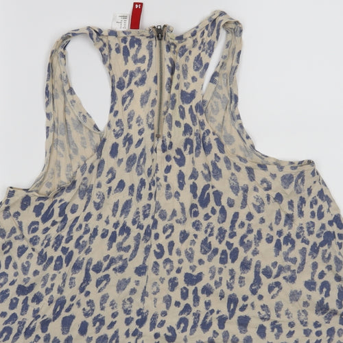 H&M Womens Blue Animal Print  Cropped Tank Size 12