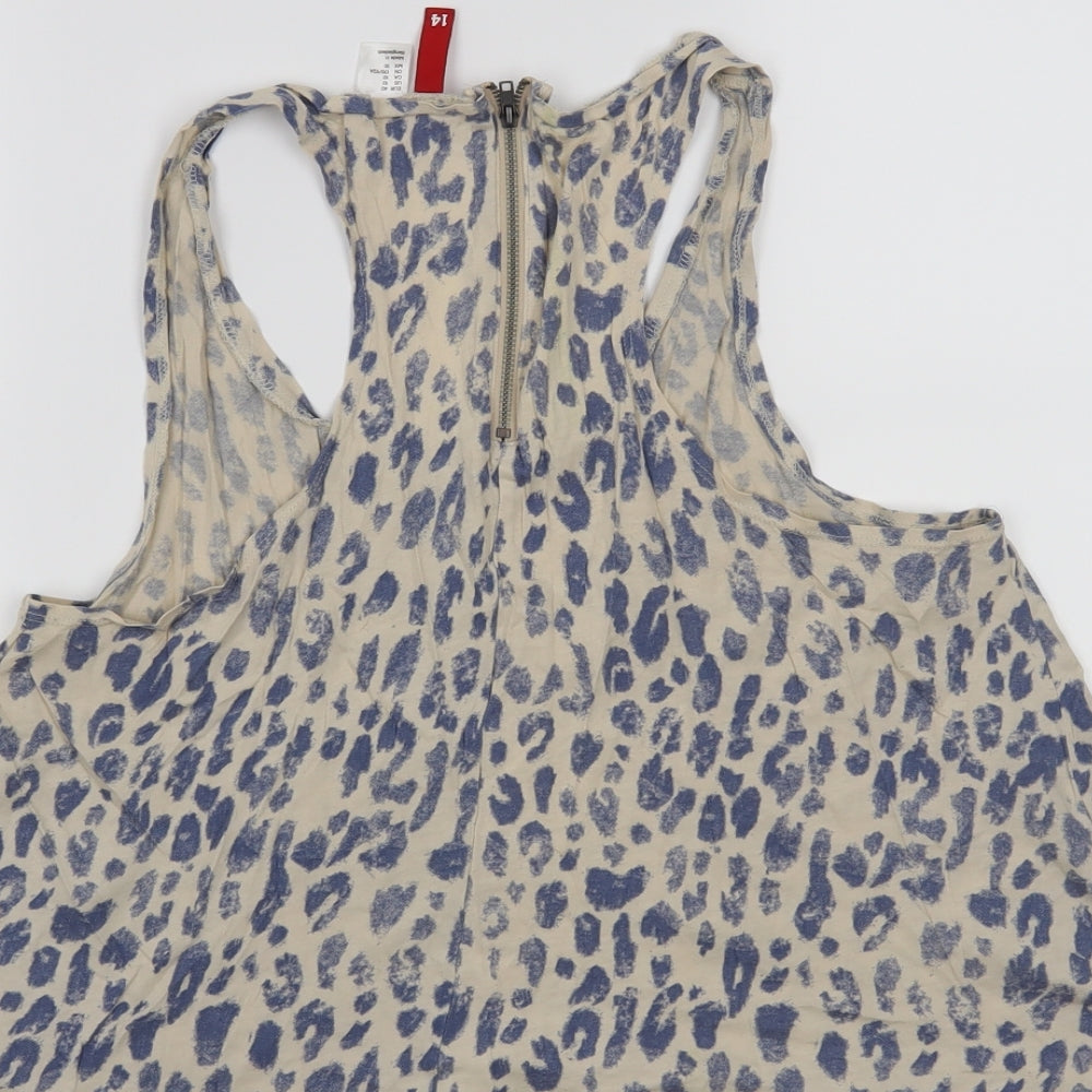 H&M Womens Blue Animal Print  Cropped Tank Size 12