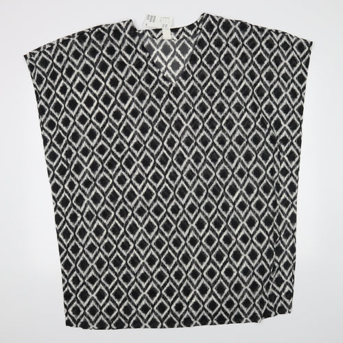 H&M Womens Black Argyle/Diamond  Basic Blouse Size L