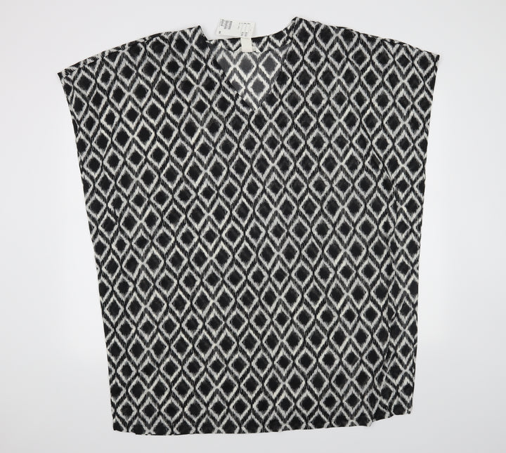 H&M Womens Black Argyle/Diamond Basic Blouse Size L