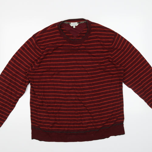 Fat Face Mens Red Striped  Pullover Jumper Size L