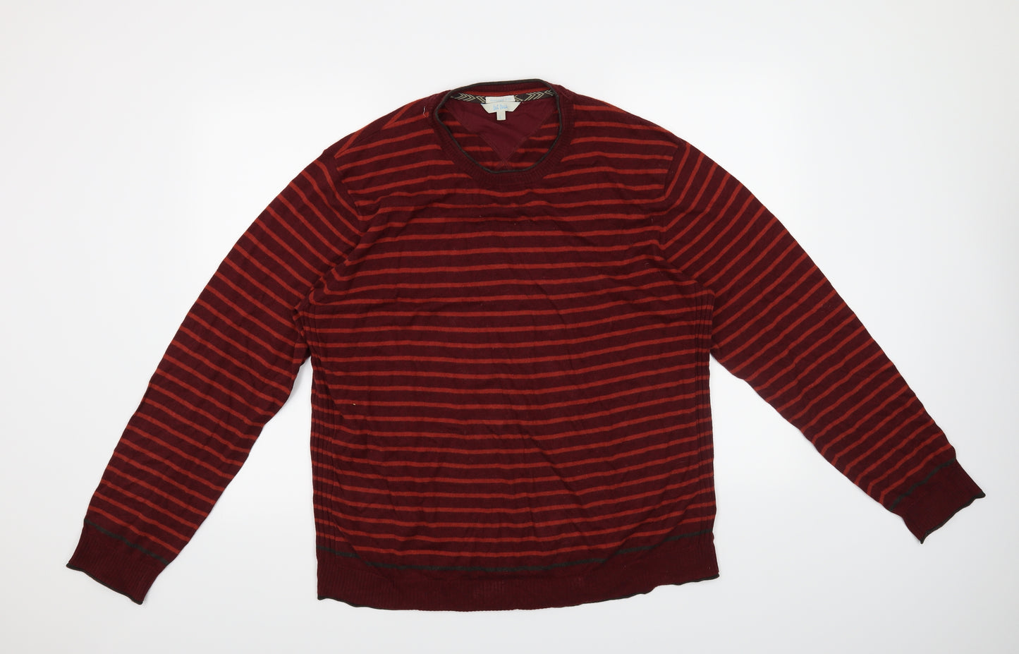 Fat Face Mens Red Striped  Pullover Jumper Size L