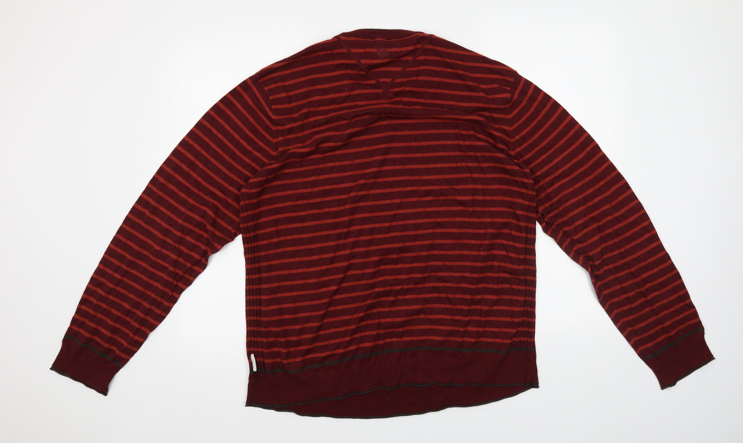 Fat Face Mens Red Striped  Pullover Jumper Size L