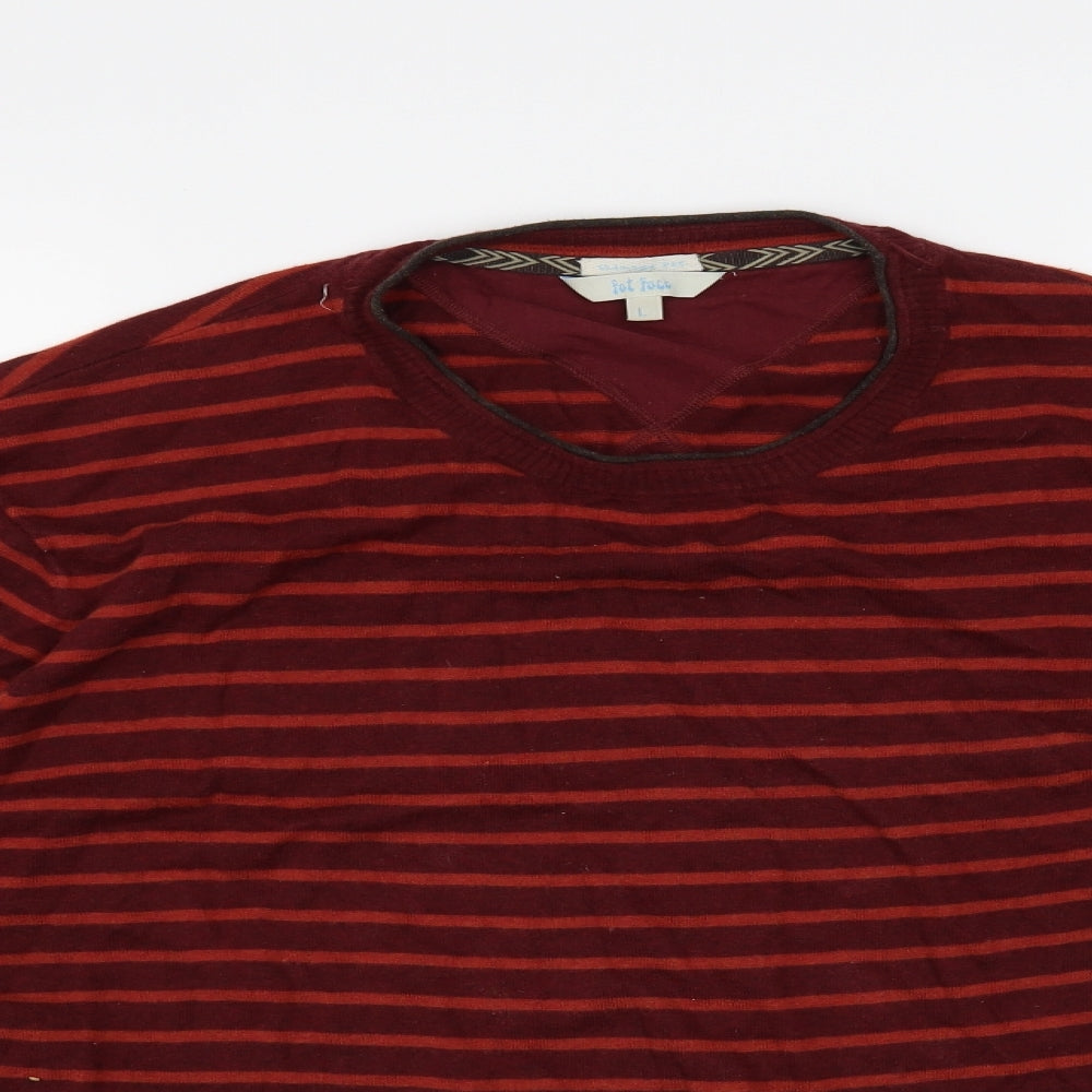 Fat Face Mens Red Striped  Pullover Jumper Size L