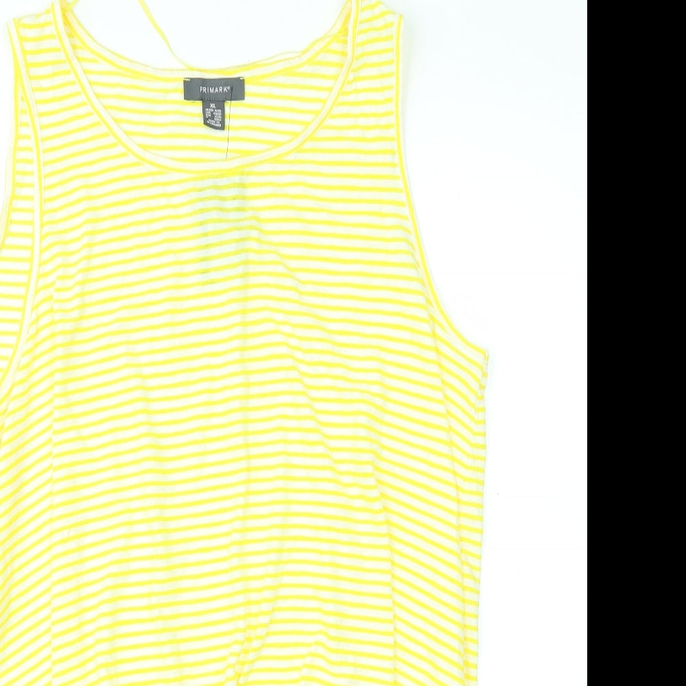 Primark Womens Yellow Striped  Basic T-Shirt Size XL