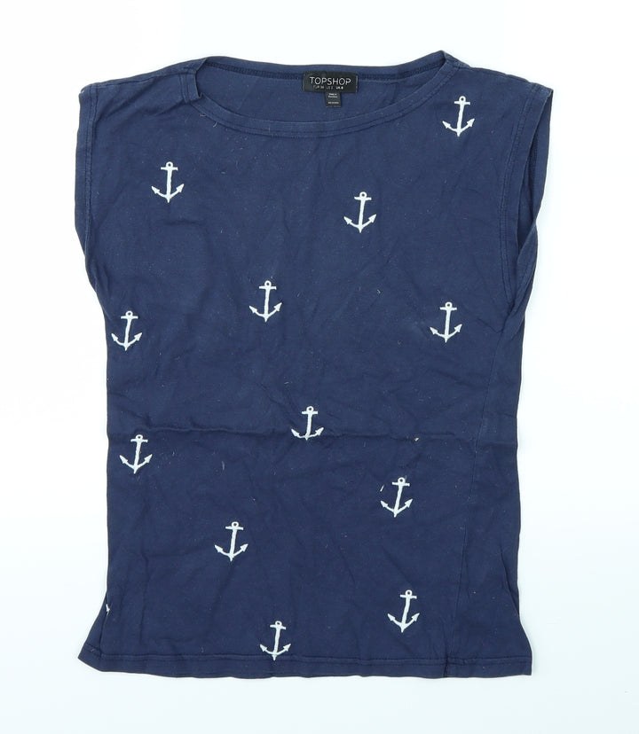 Topshop Womens Blue Basic T-Shirt Size 6