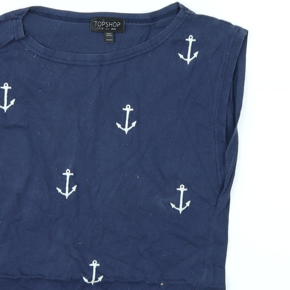Topshop Womens Blue   Basic T-Shirt Size 6