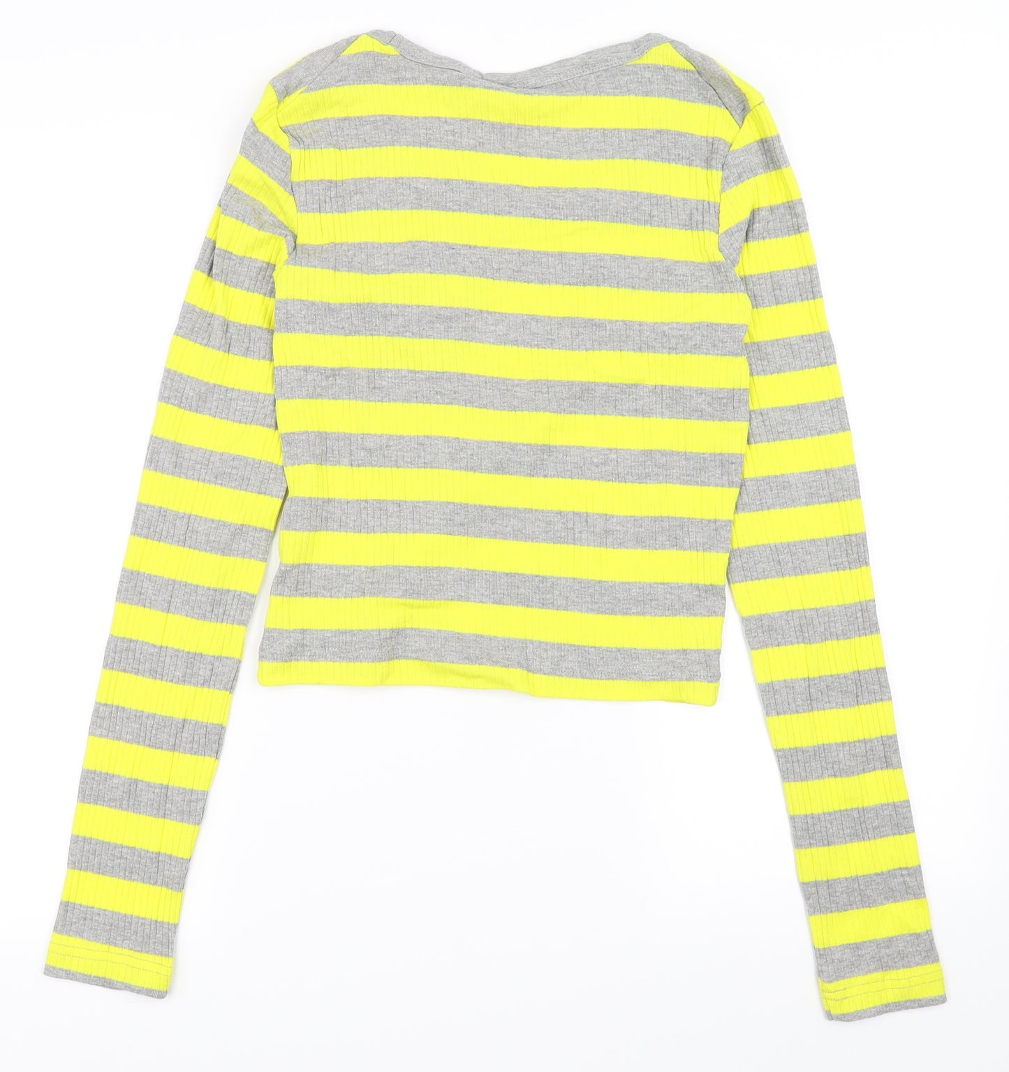 Weekday Womens Yellow Striped  Basic Blouse Size S