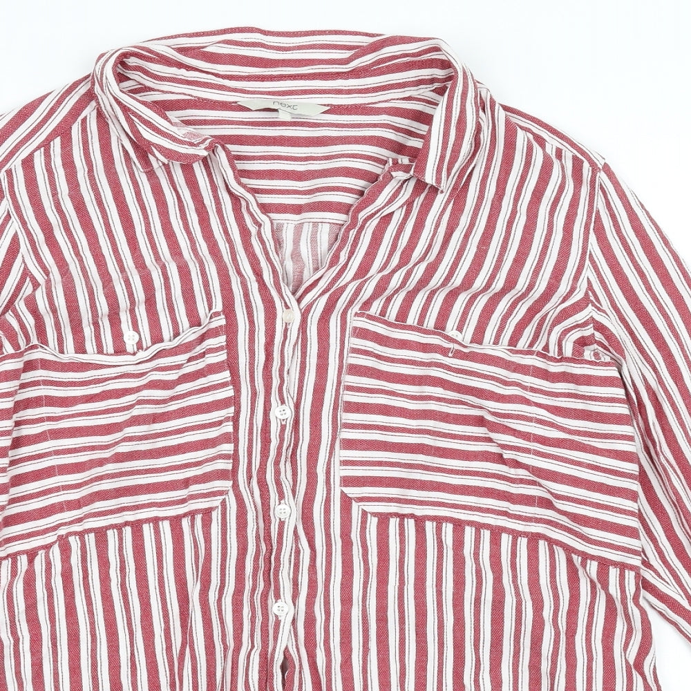NEXT Womens Red Striped  Basic Button-Up Size 20