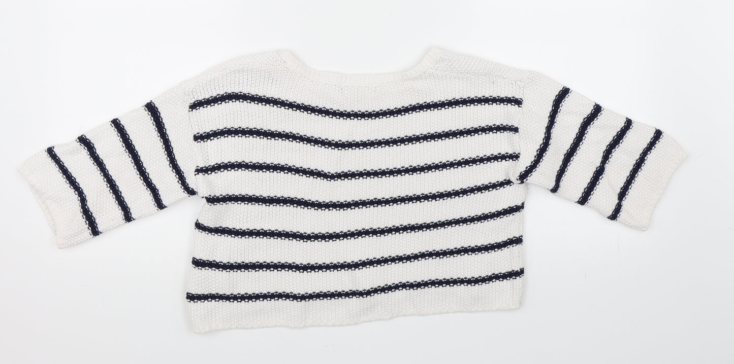 Newlook Girls White Striped  Pullover Jumper Size 10-11 Years