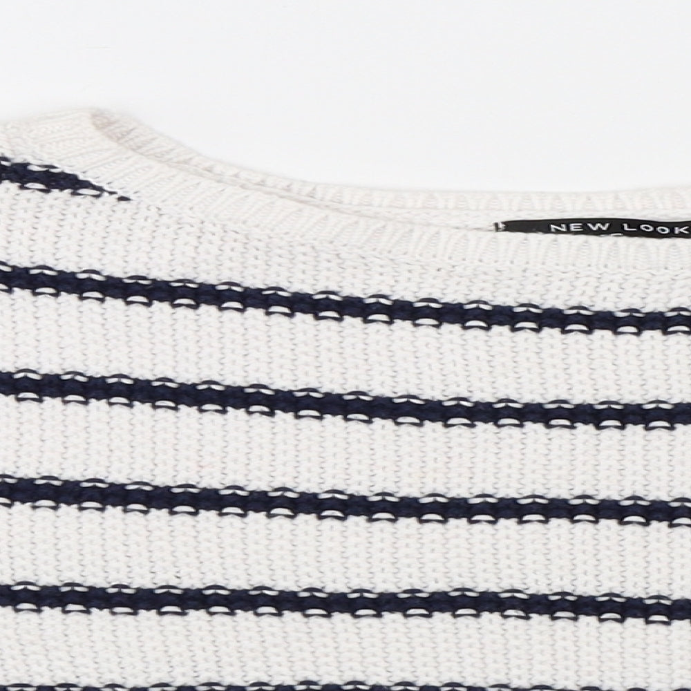 Newlook Girls White Striped  Pullover Jumper Size 10-11 Years