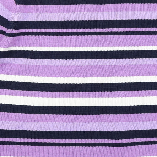 Isle Womens Purple Striped  Pullover Jumper Size 10