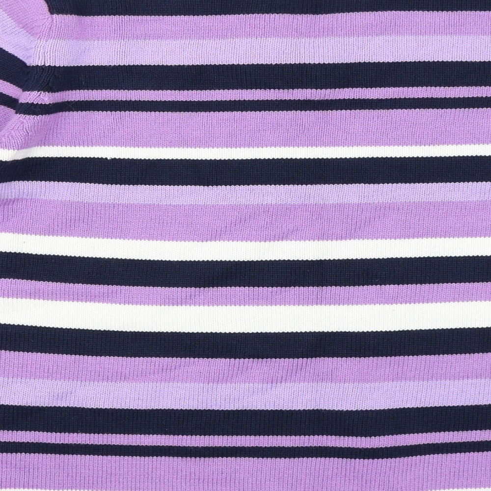 Isle Womens Purple Striped  Pullover Jumper Size 10