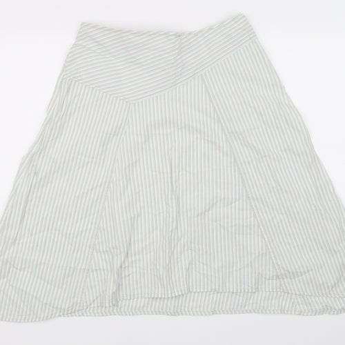 H&M Womens Green Striped  Skater Skirt Size 14