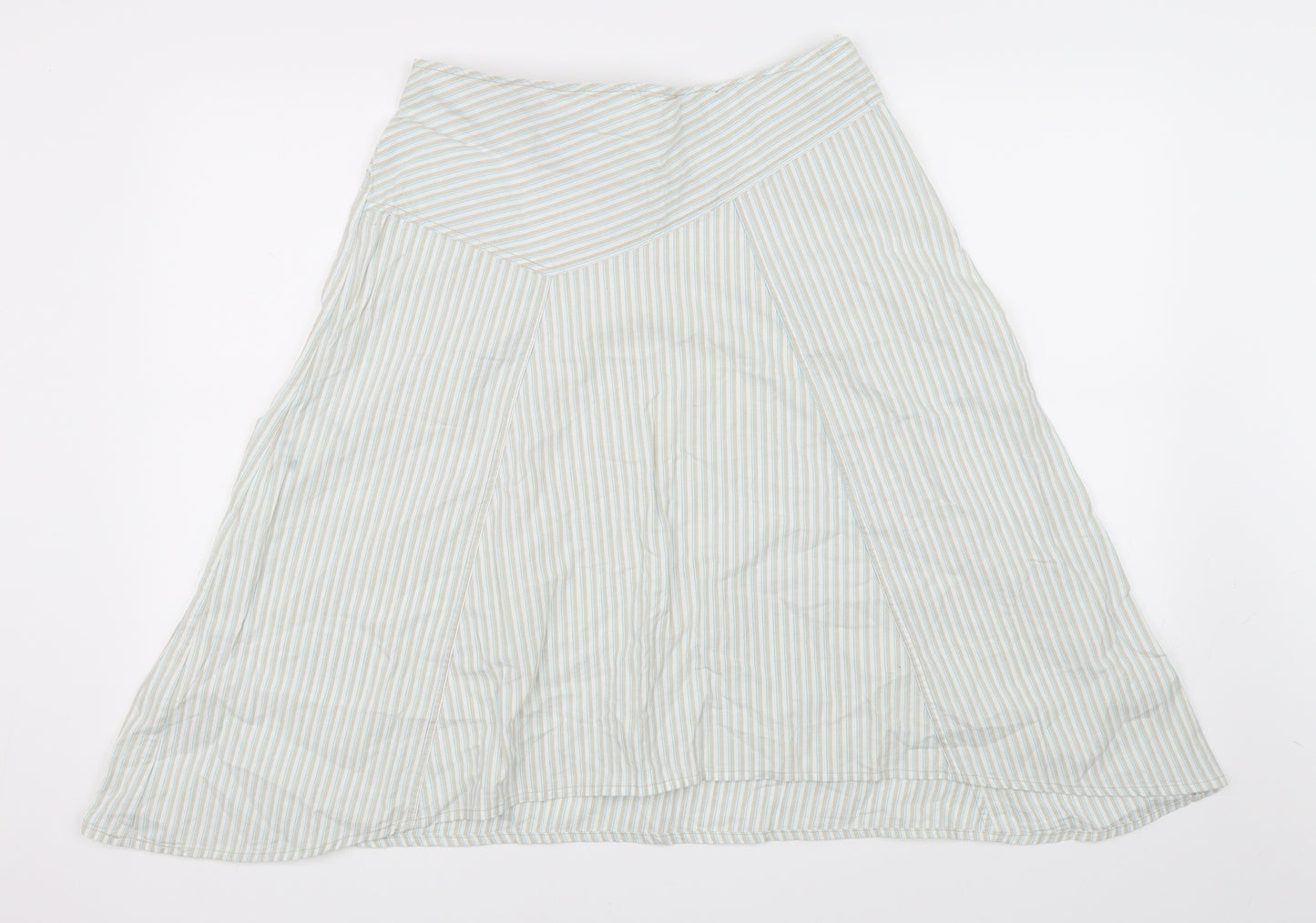 H&M Womens Green Striped  Skater Skirt Size 14