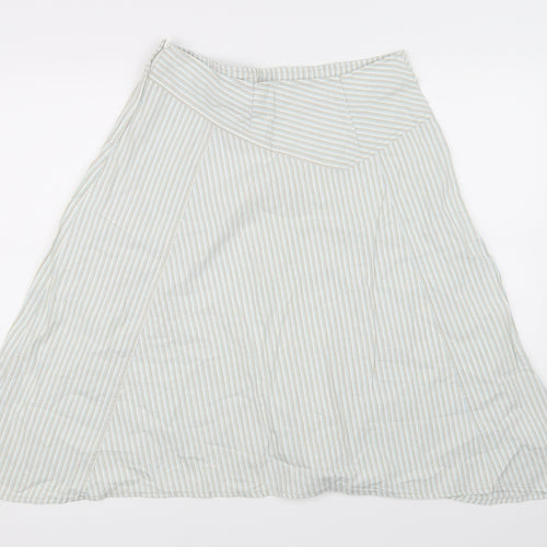 H&M Womens Green Striped  Skater Skirt Size 14