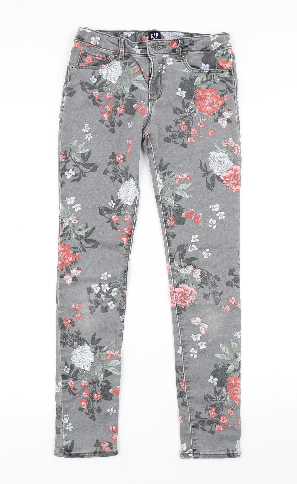 Gap Girls Grey Floral  Skinny Jeans Size 12 Years