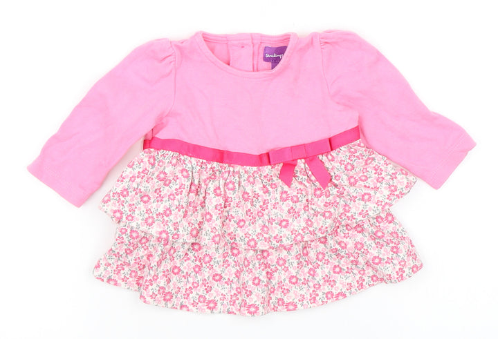 Shrinking Violet Girls Pink Floral Skater Dress Size 0-3 Months