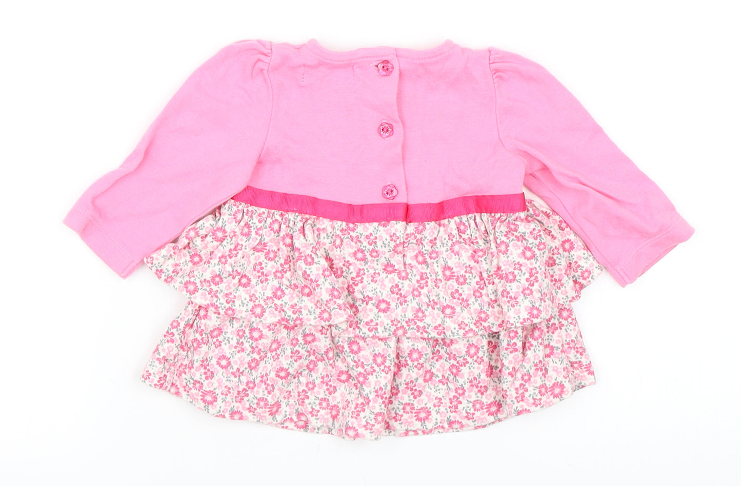 Shrinking Violet Girls Pink Floral  Skater Dress  Size 0-3 Months