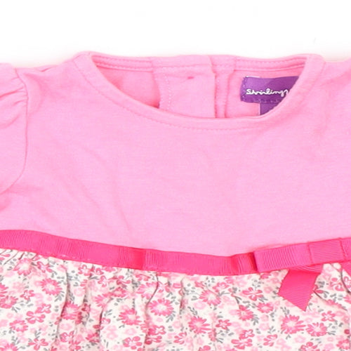 Shrinking Violet Girls Pink Floral  Skater Dress  Size 0-3 Months