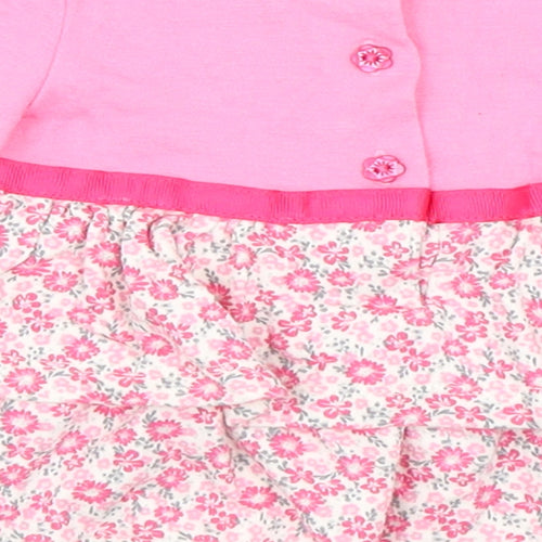 Shrinking Violet Girls Pink Floral  Skater Dress  Size 0-3 Months