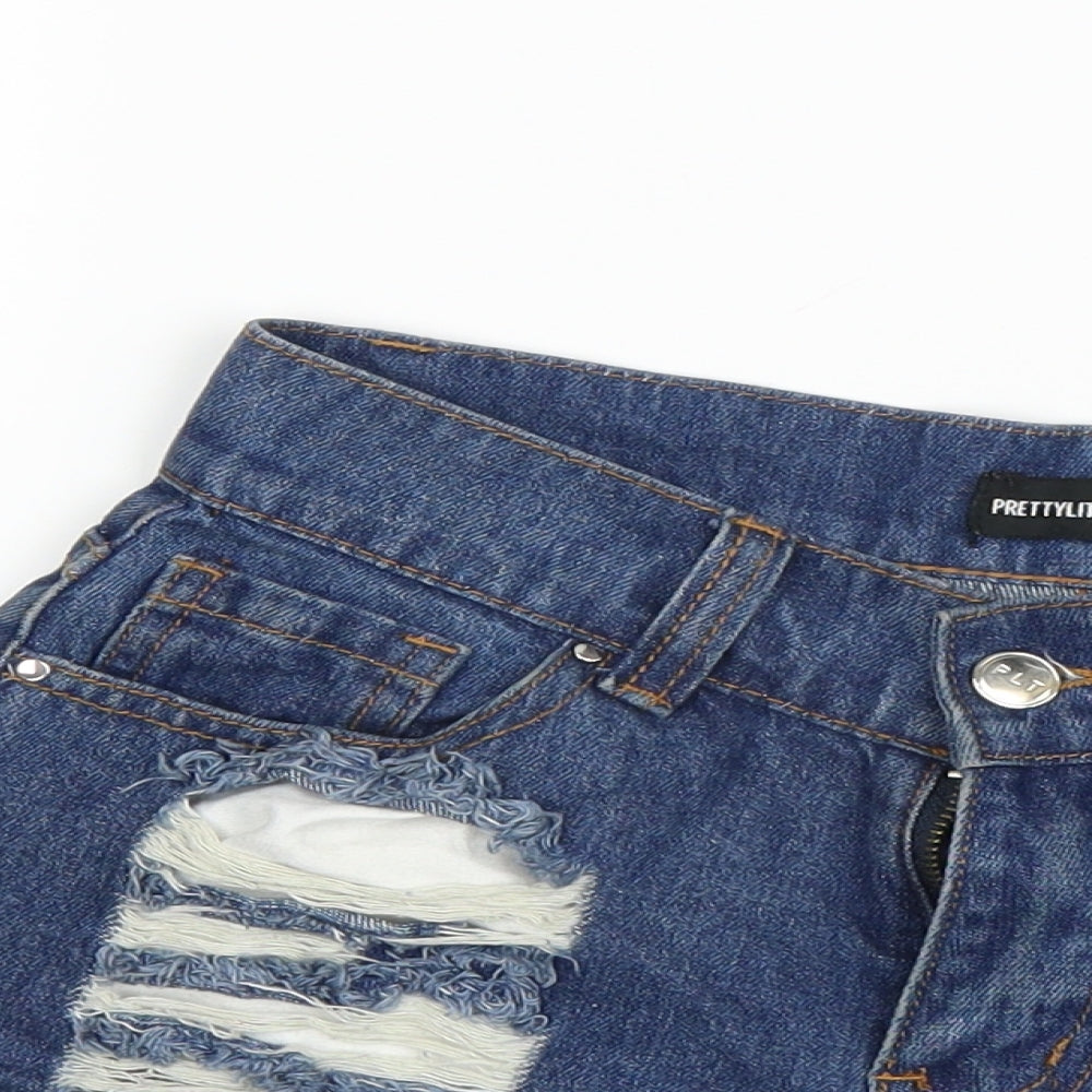 PRETTYLITTLETHING Womens Blue   Cut-Off Shorts Size 6