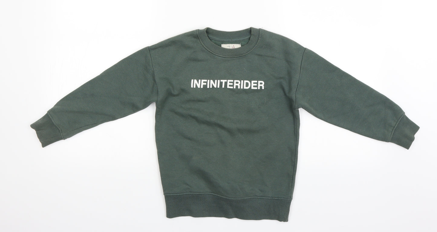 Zara Boys Green Houndstooth  Pullover Sweatshirt Size 6 Years