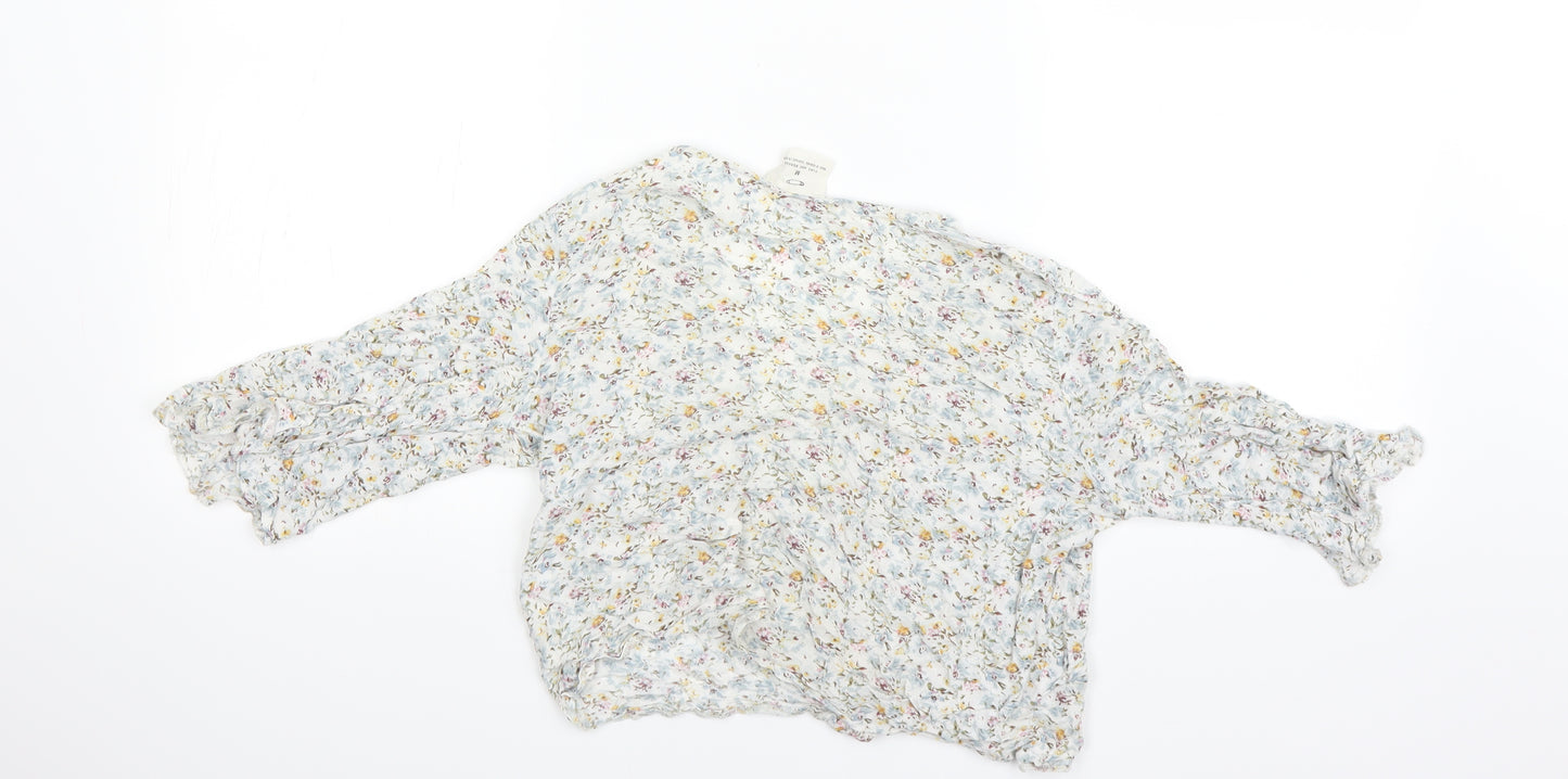 Pins & Needles Womens White Floral  Basic Button-Up Size 8