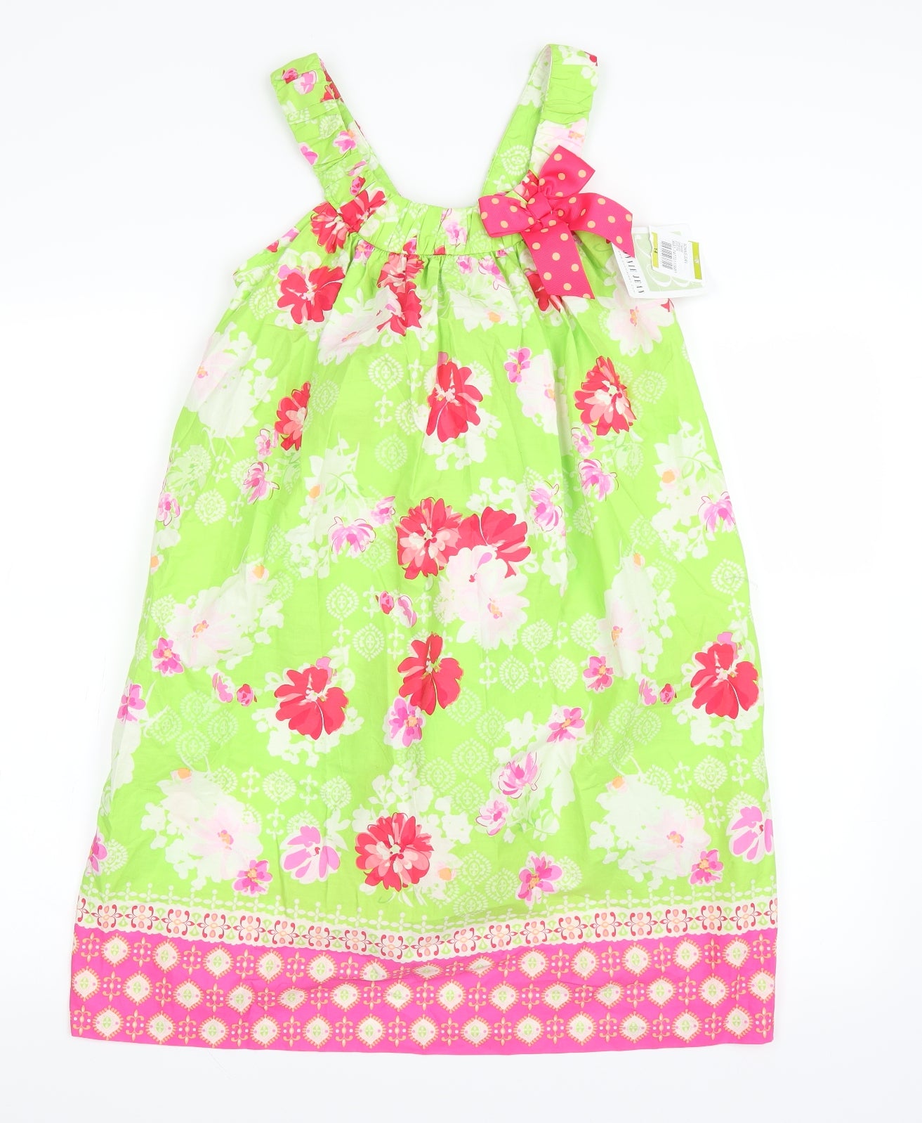 Bonnie Jean Womens Green Floral  A-Line  Size 14