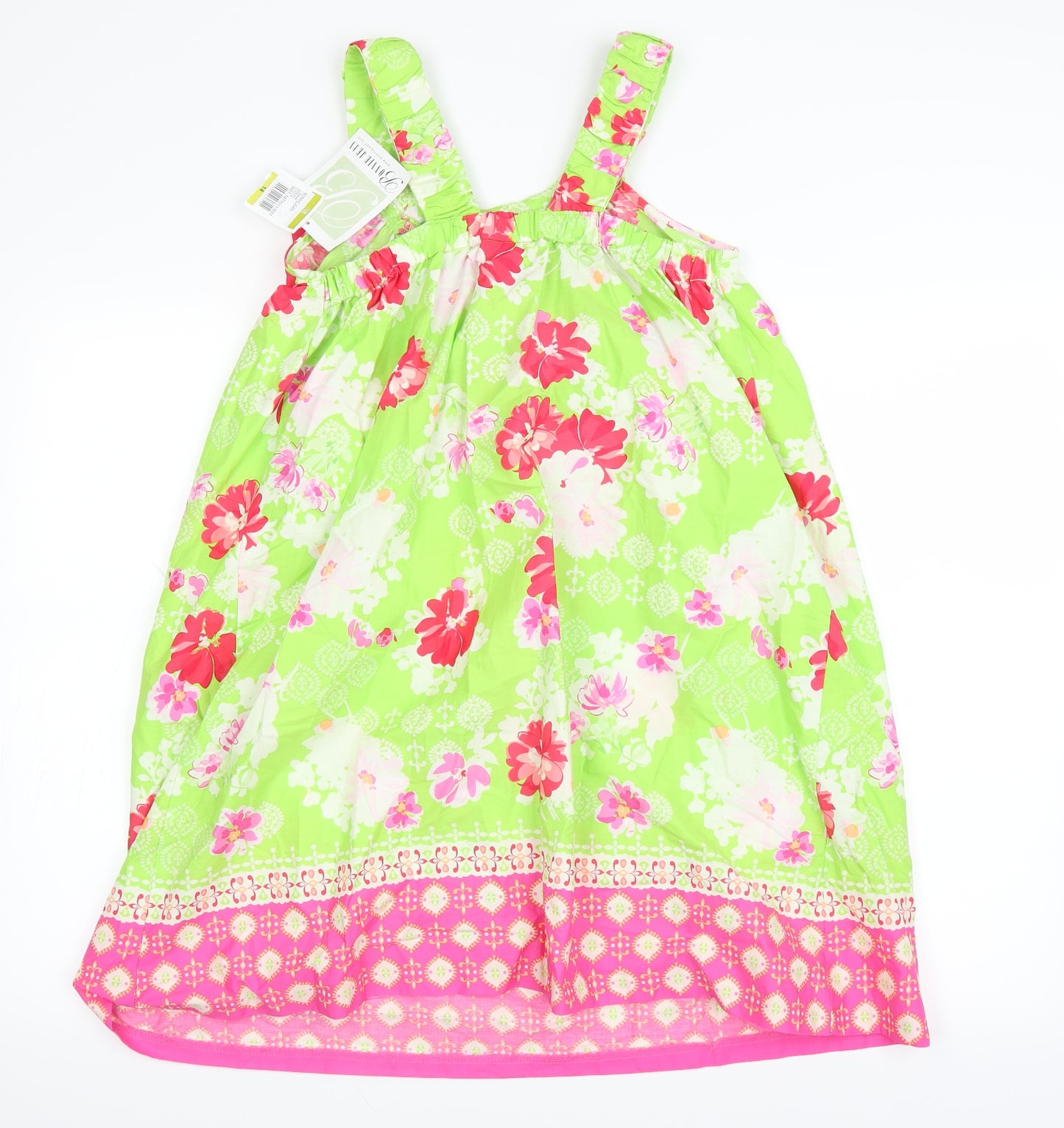 Bonnie Jean Womens Green Floral  A-Line  Size 14