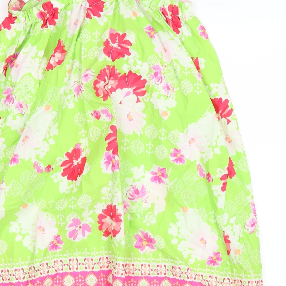 Bonnie Jean Womens Green Floral  A-Line  Size 14
