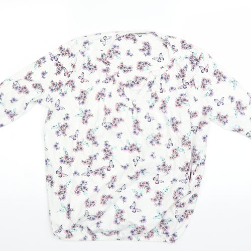 tu  Womens White Floral  Basic Blouse Size 14