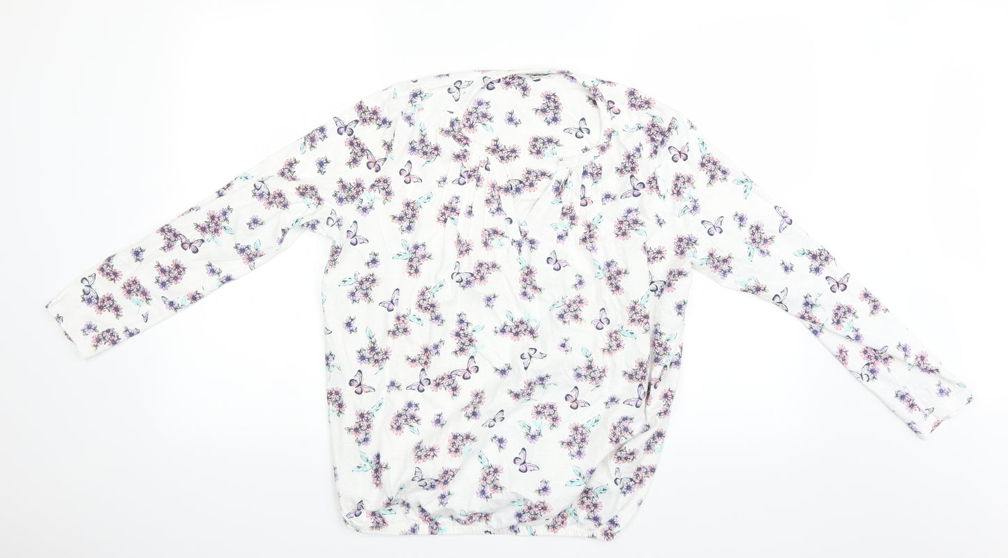 tu  Womens White Floral  Basic Blouse Size 14