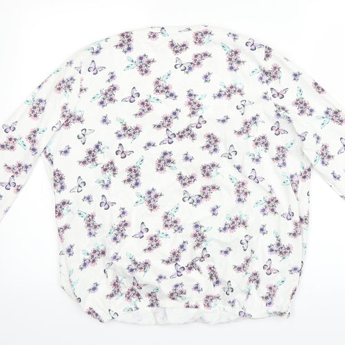 tu  Womens White Floral  Basic Blouse Size 14