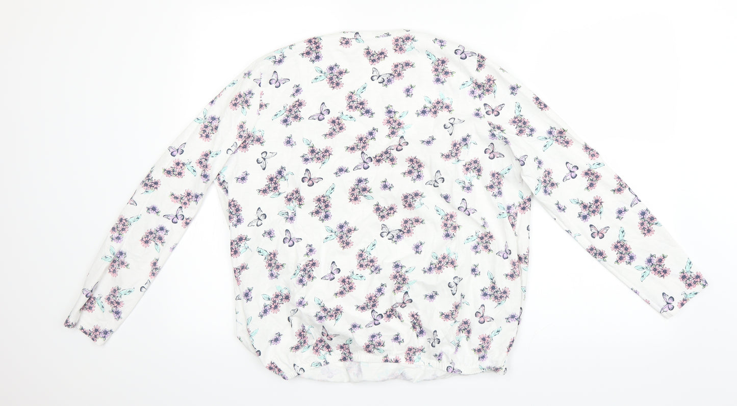 tu  Womens White Floral  Basic Blouse Size 14