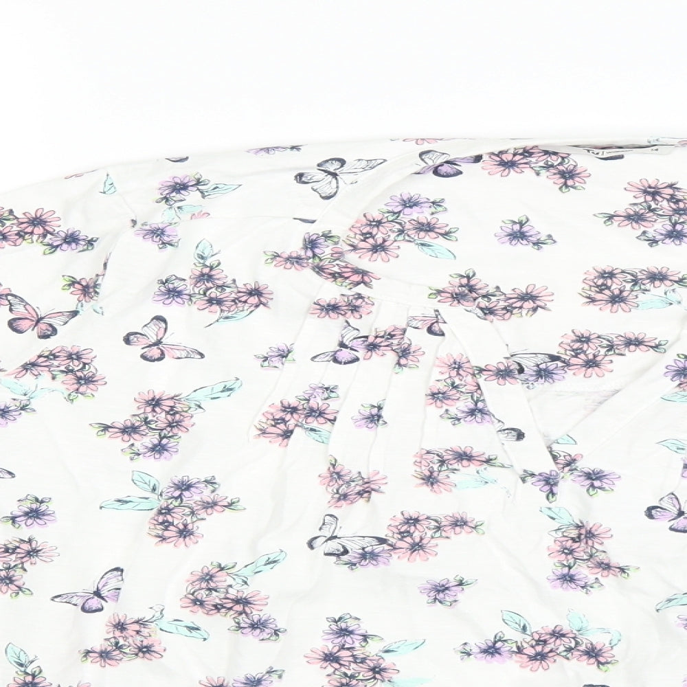 tu  Womens White Floral  Basic Blouse Size 14