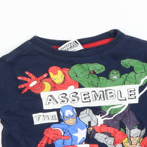 Marvel Comics Boys Blue Houndstooth  Basic T-Shirt Size 18-24 Months