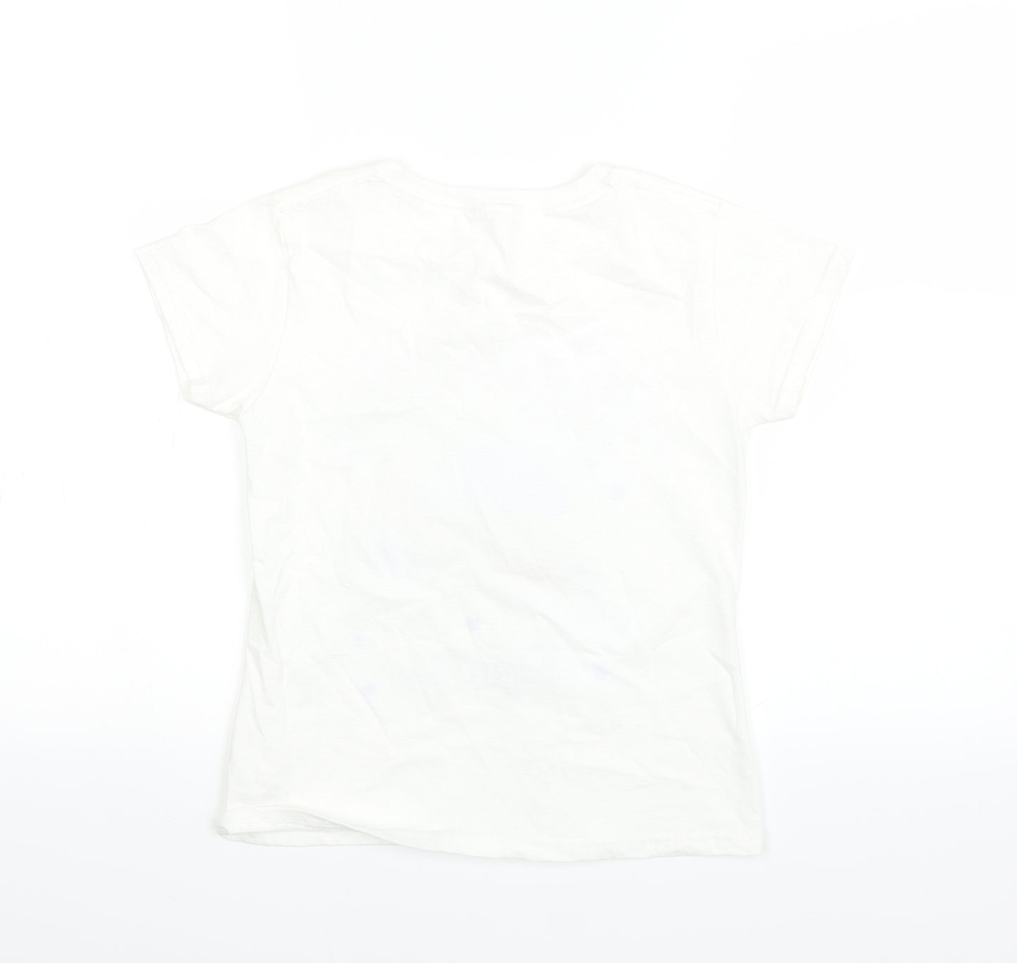 Preworn Girls White   Basic T-Shirt Size 9-10 Years