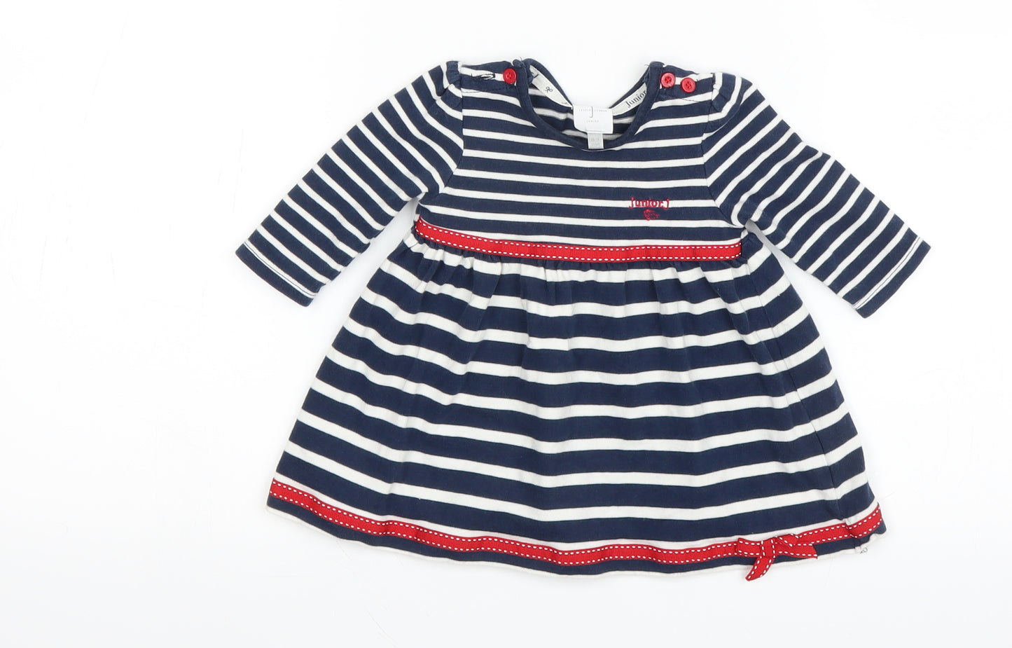 Jasper Conran Girls Blue Striped  A-Line  Size 0-3 Months