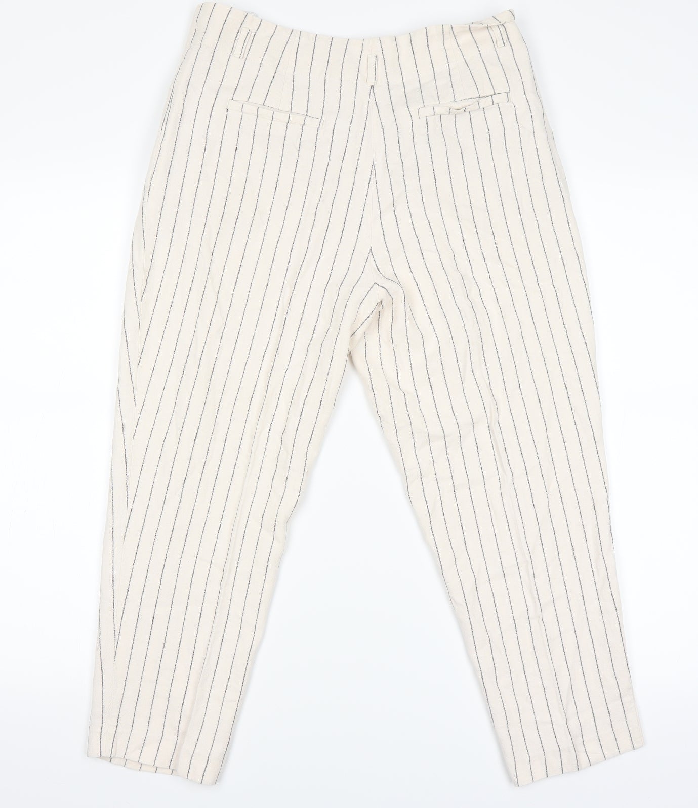 Marks and Spencer Womens Beige Striped  Chino Trousers Size 12 L24 in