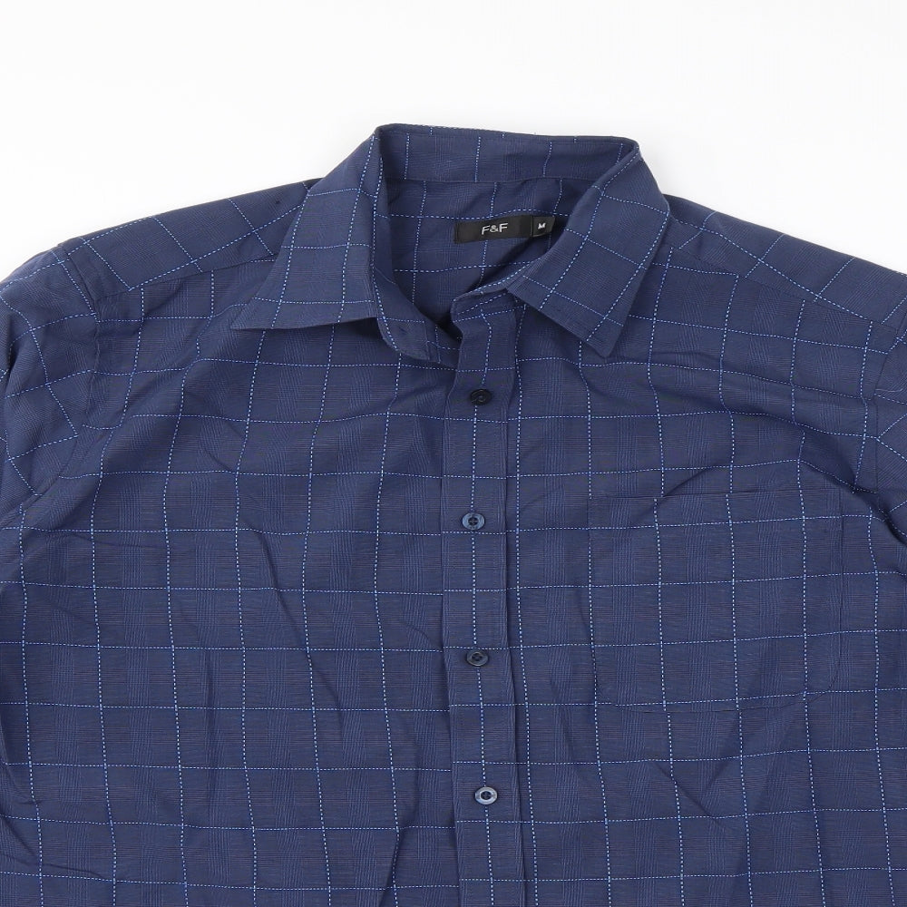 F&F Mens Blue Check   Dress Shirt Size M