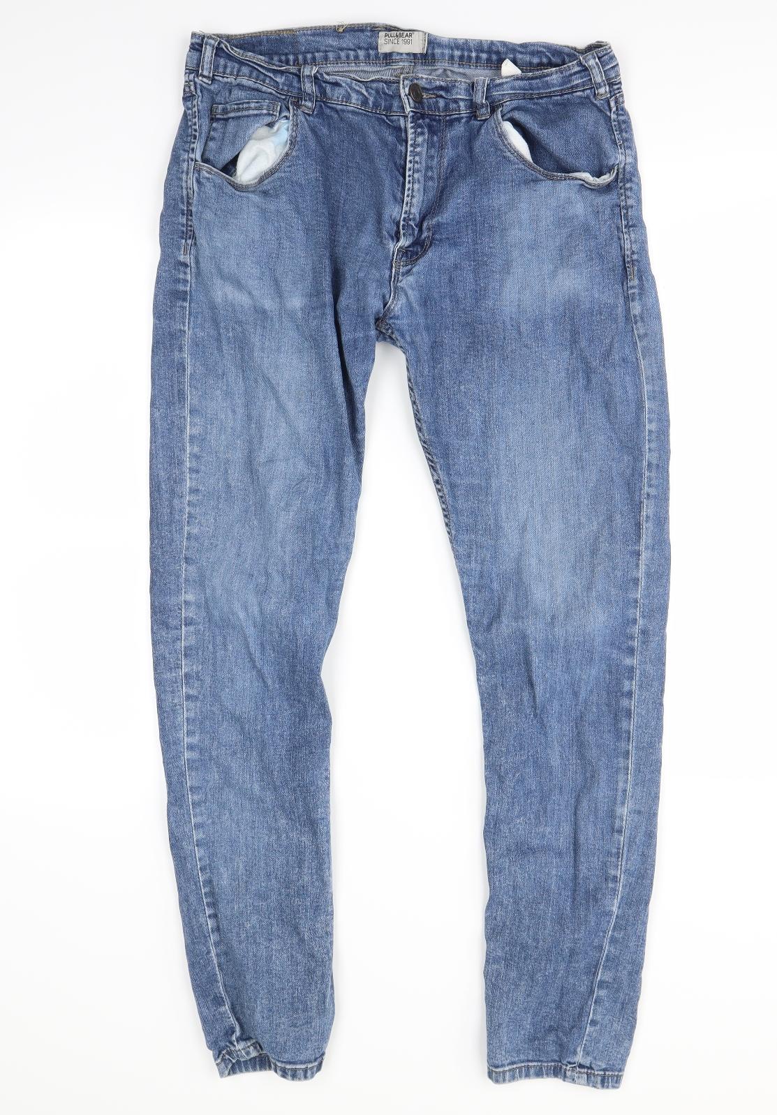 Pull & Bear Mens Blue  Denim Skinny Jeans Size S L30 in