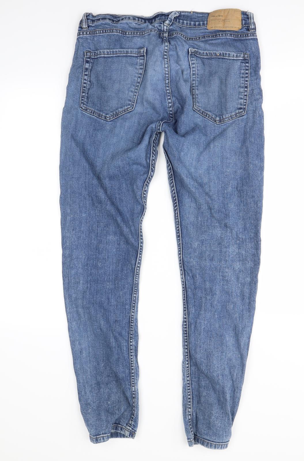 Pull & Bear Mens Blue  Denim Skinny Jeans Size S L30 in