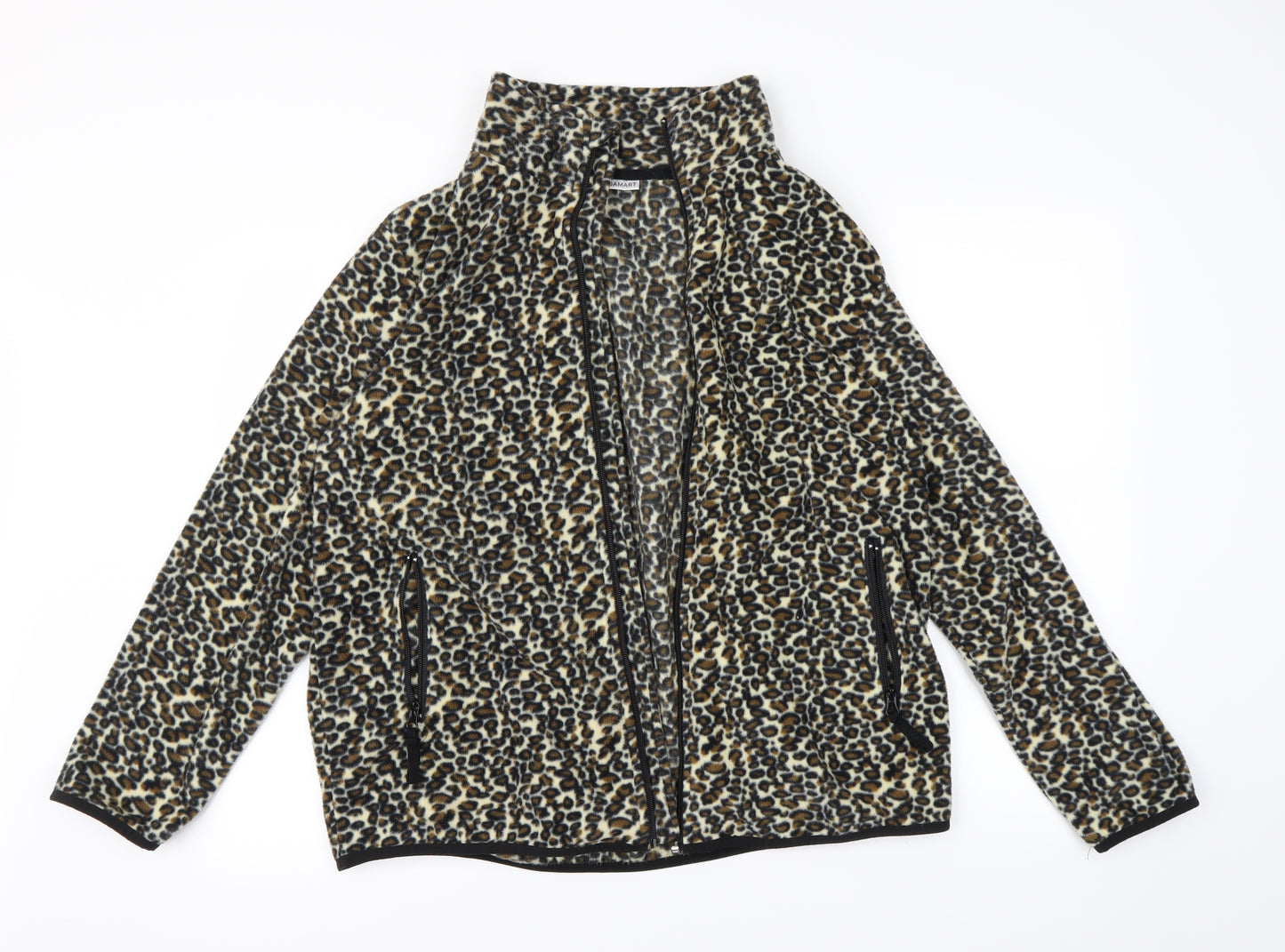 Damart Womens Black Animal Print  Full Zip Jumper Size 14