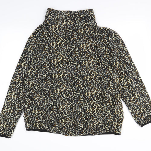 Damart Womens Black Animal Print  Full Zip Jumper Size 14