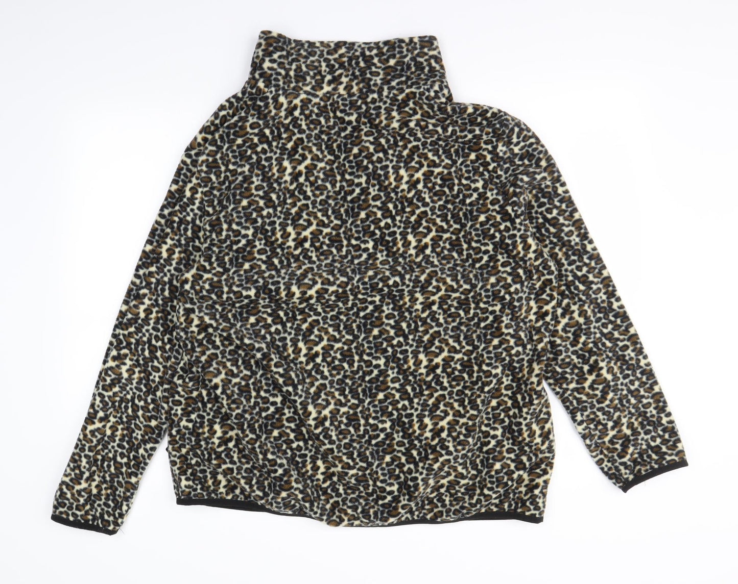 Damart Womens Black Animal Print  Full Zip Jumper Size 14