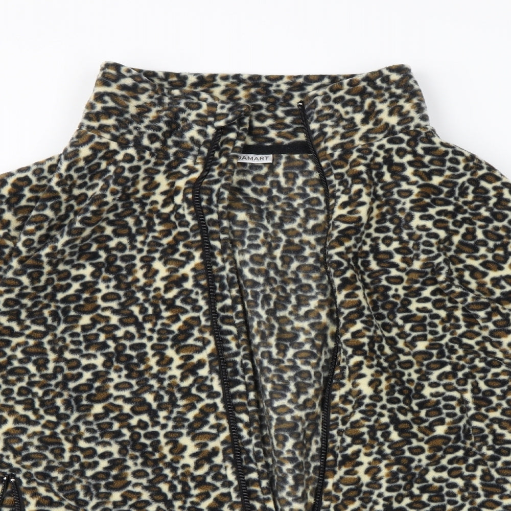 Damart Womens Black Animal Print  Full Zip Jumper Size 14