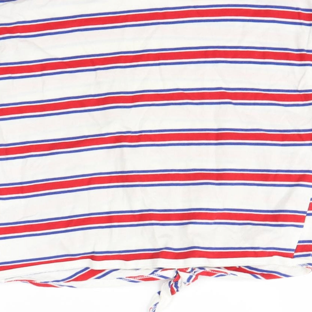New Look Girls White Striped  Basic T-Shirt Size 10 Years