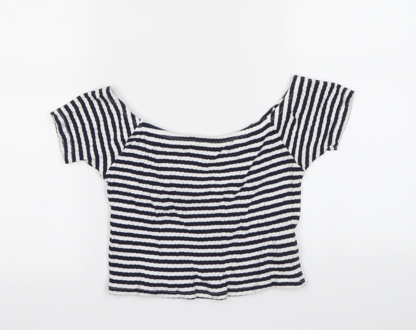 New Look Womens Blue Striped  Basic T-Shirt Size 12